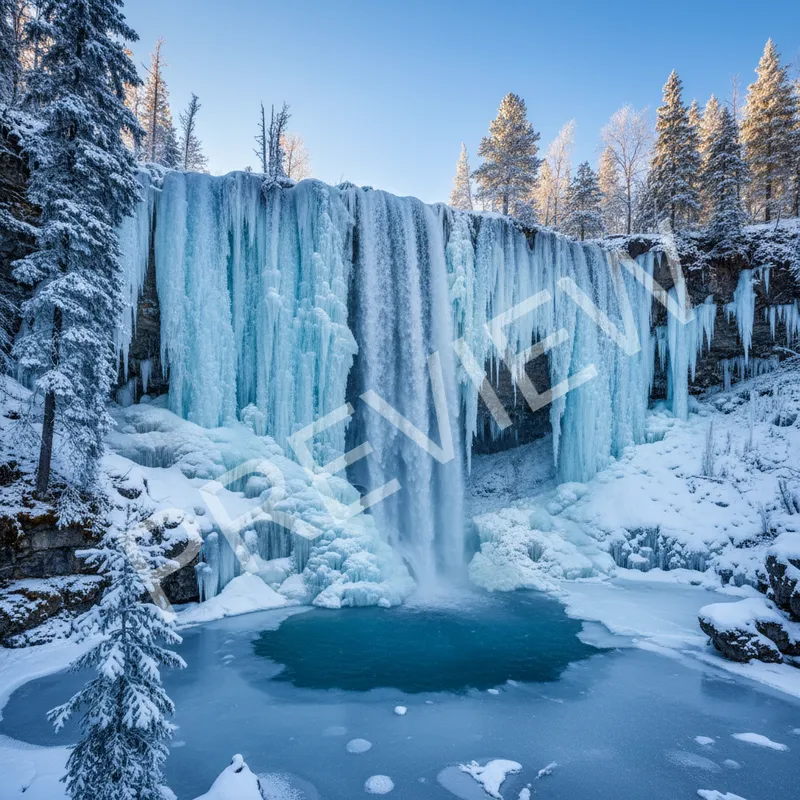 Frozen Waterfall in Winter